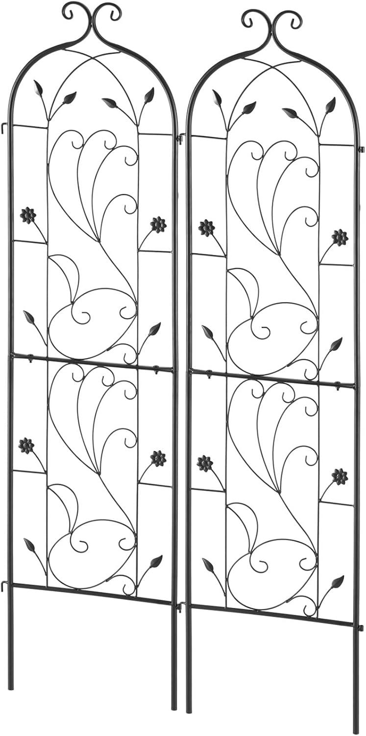 Garden Trellis for Climbing Plants, 60 x 15 in., 2 Packs Rustproof Metal Garden Flower Trellis, Climbing Rose Trellis