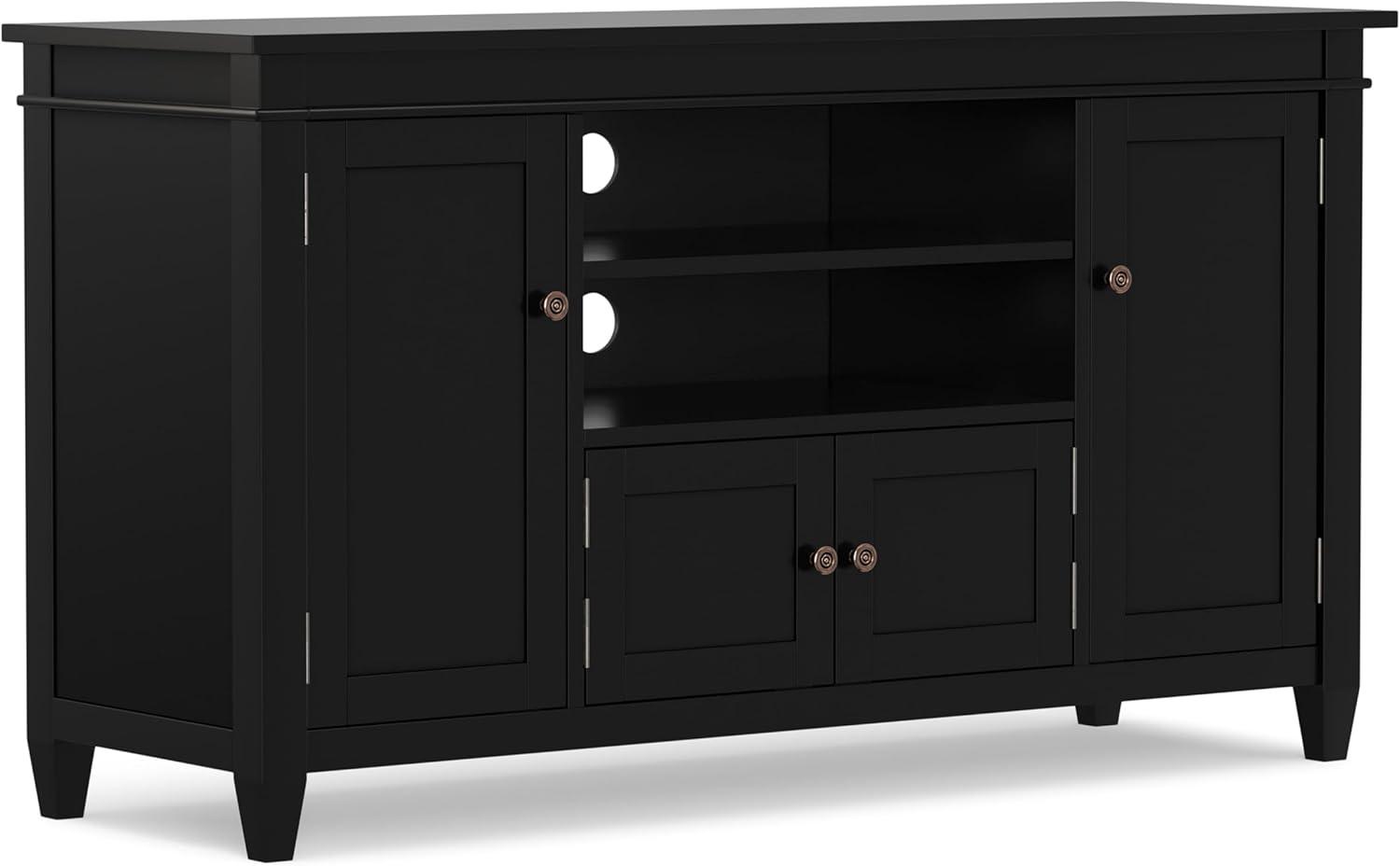 Simpli Home Carlton 54"W Solid Wood TV Stand for TVs up to 60" with 4 Cabinets