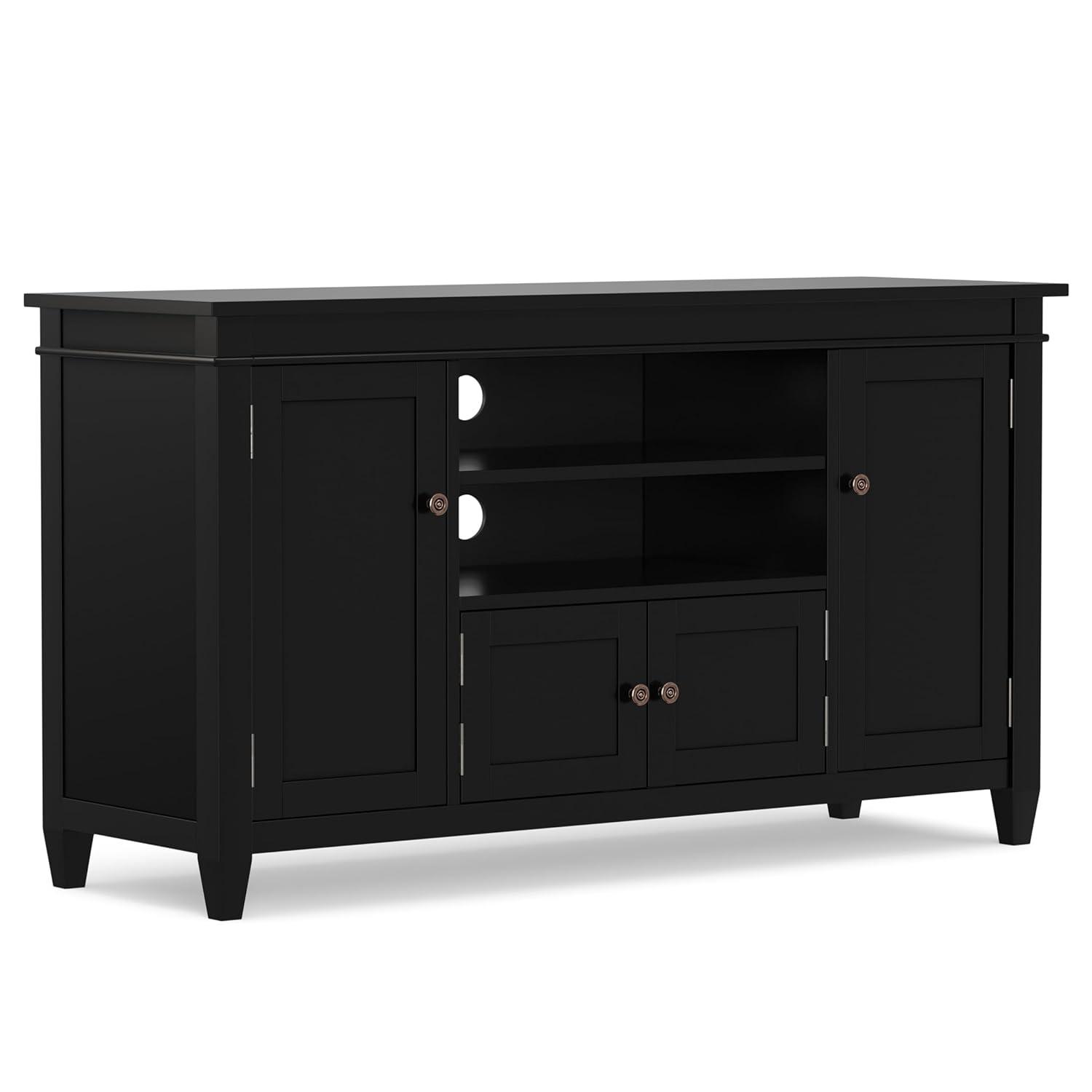 Simpli Home Carlton 54"W Solid Wood TV Stand for TVs up to 60" with 4 Cabinets