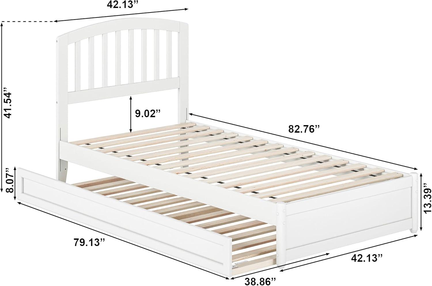 Lucia Twin XL Wood Platform Bed with Panel Footboard & Twin XL Trundle in White