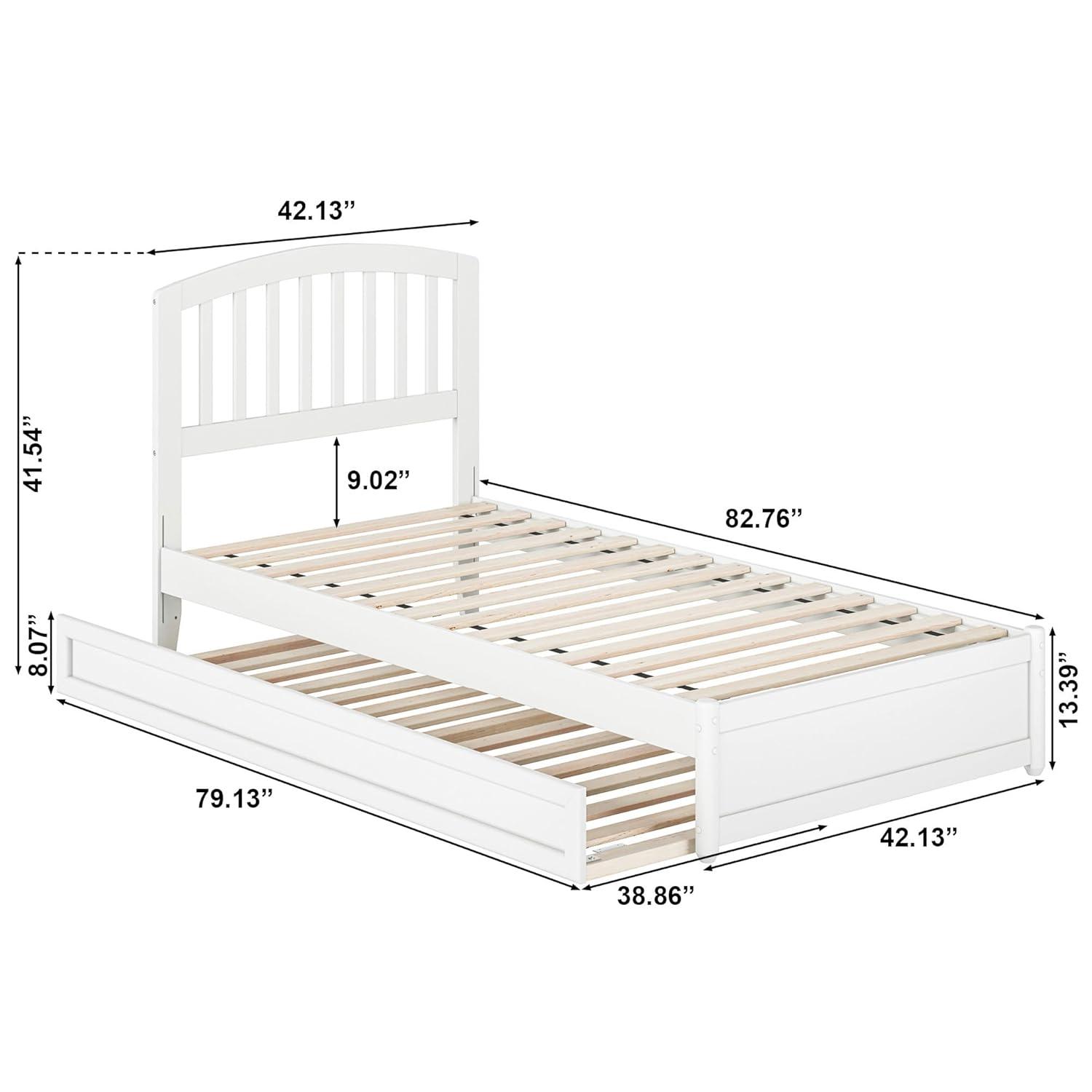 Lucia Twin XL Wood Platform Bed with Panel Footboard & Twin XL Trundle in White
