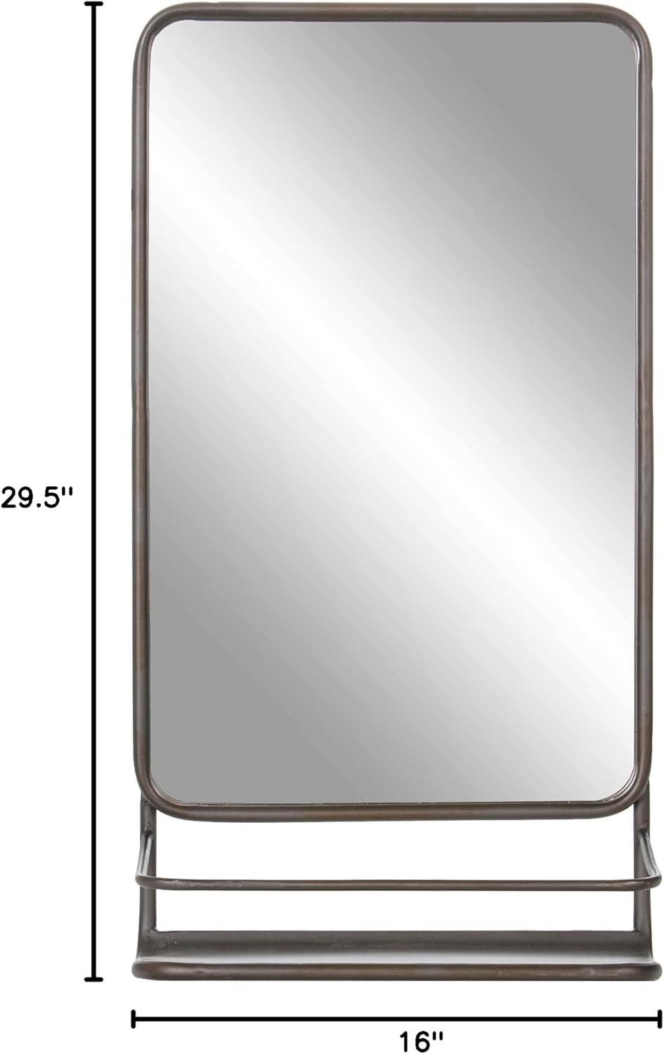 Patton Wall Decor Gray Bronze Metal Wall Accent Mirror with Shelf, 16" x 40"
