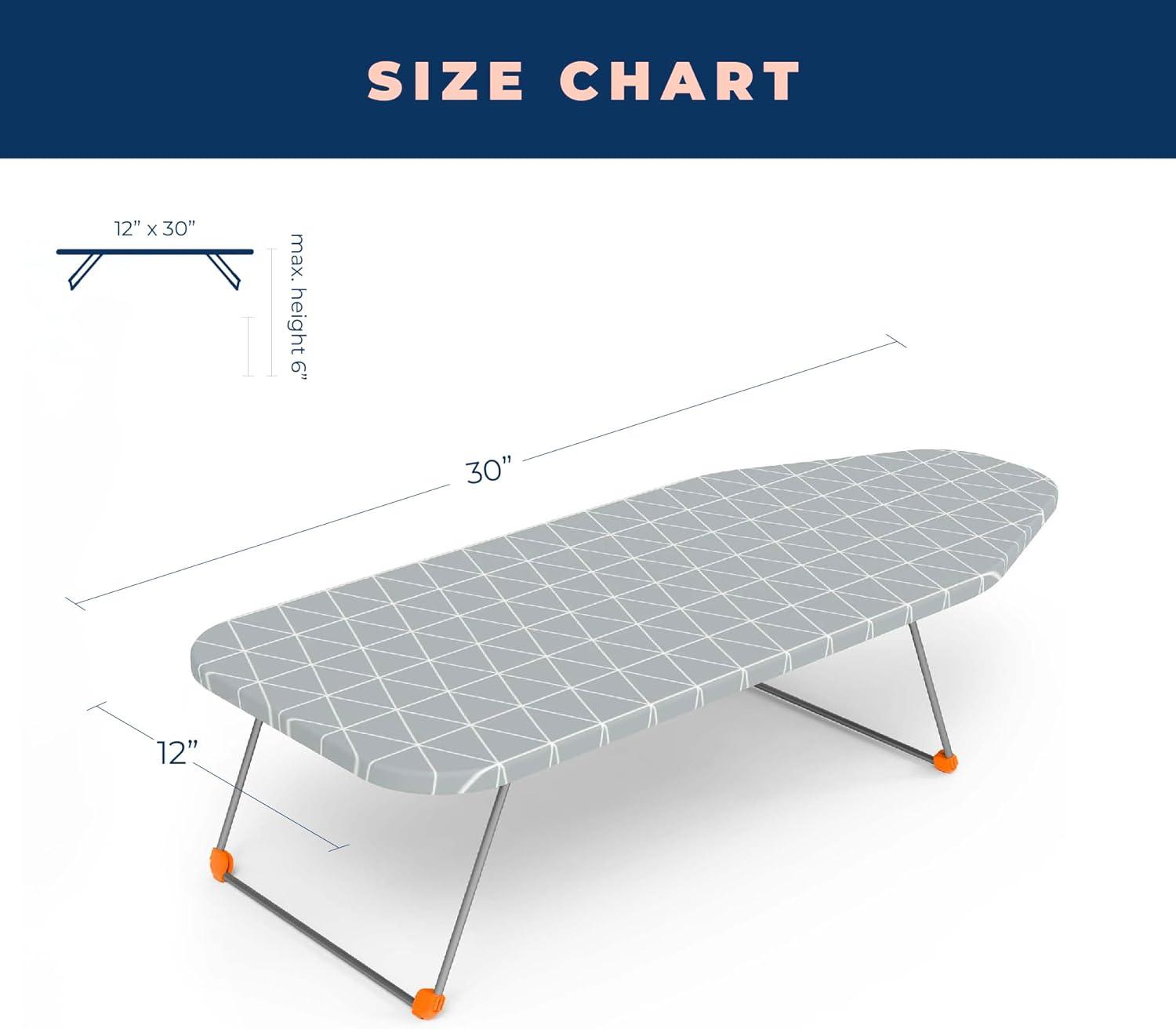 happhom 12 x 30 Tabletop Ironing Board Cover with Elasticized Edges, Fits Small, Table Top and Mini Boards