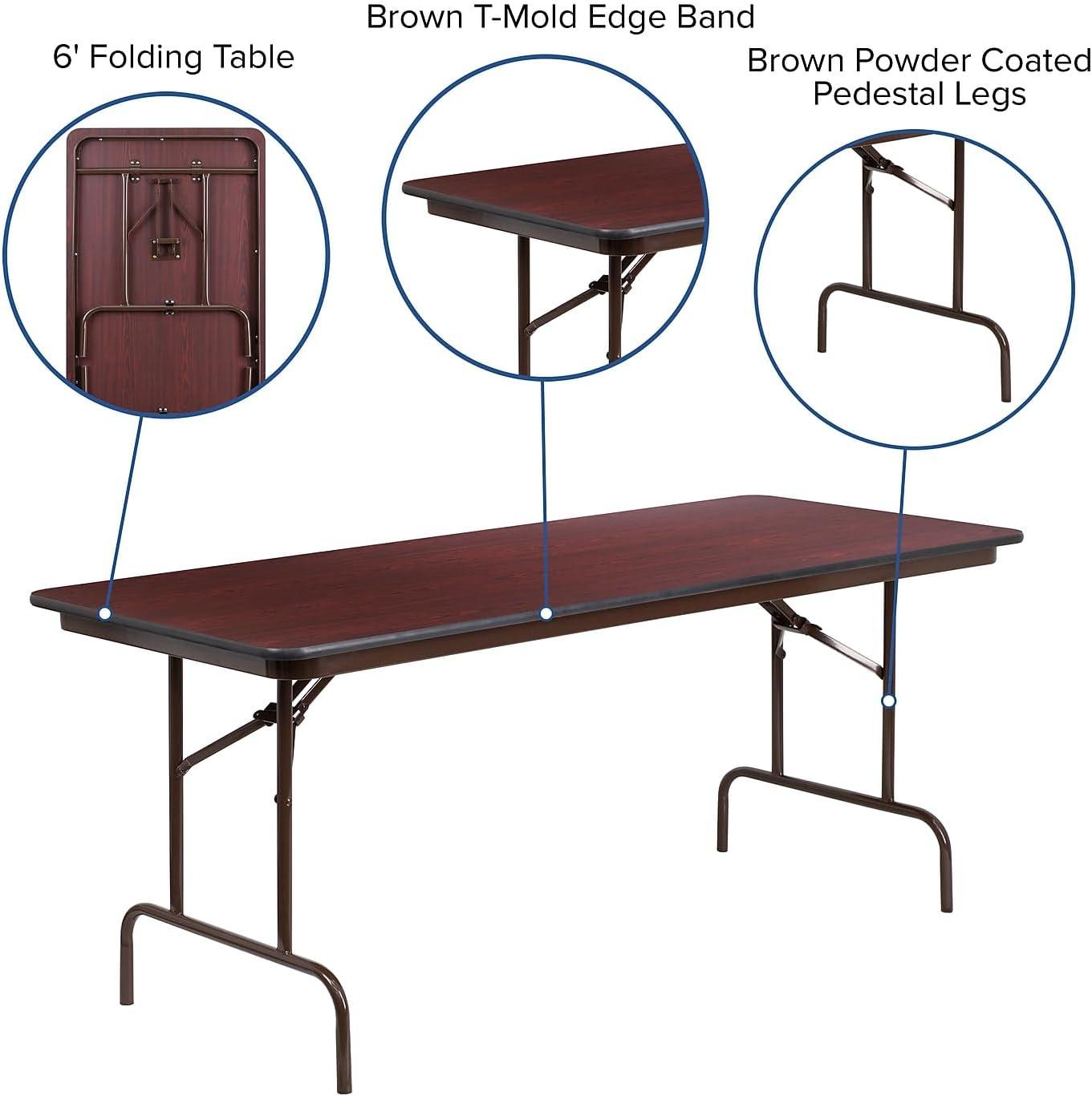 Wofford 24" x 48" Rectangular Mahogany Melamine Laminate Folding Banquet Table