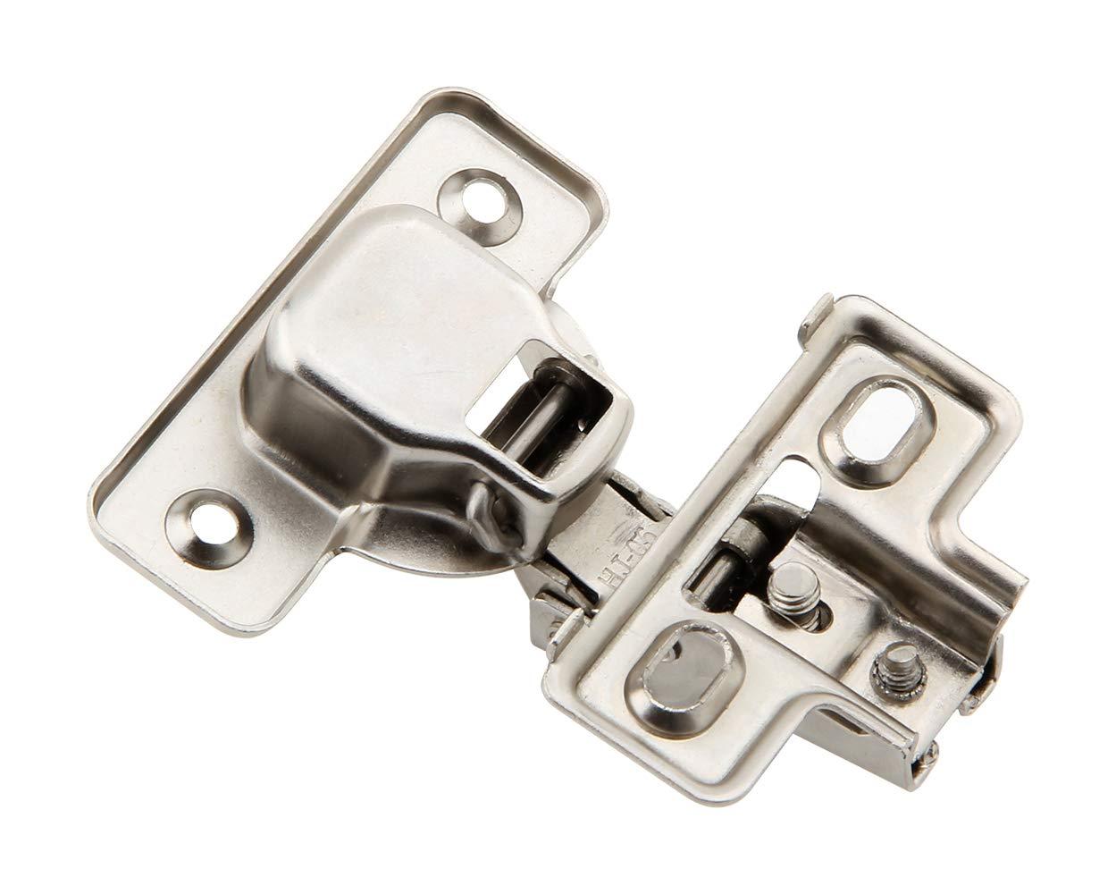 Steel Nickel Plated Self Closing Compact Cabinet Hinges, 10 Pack