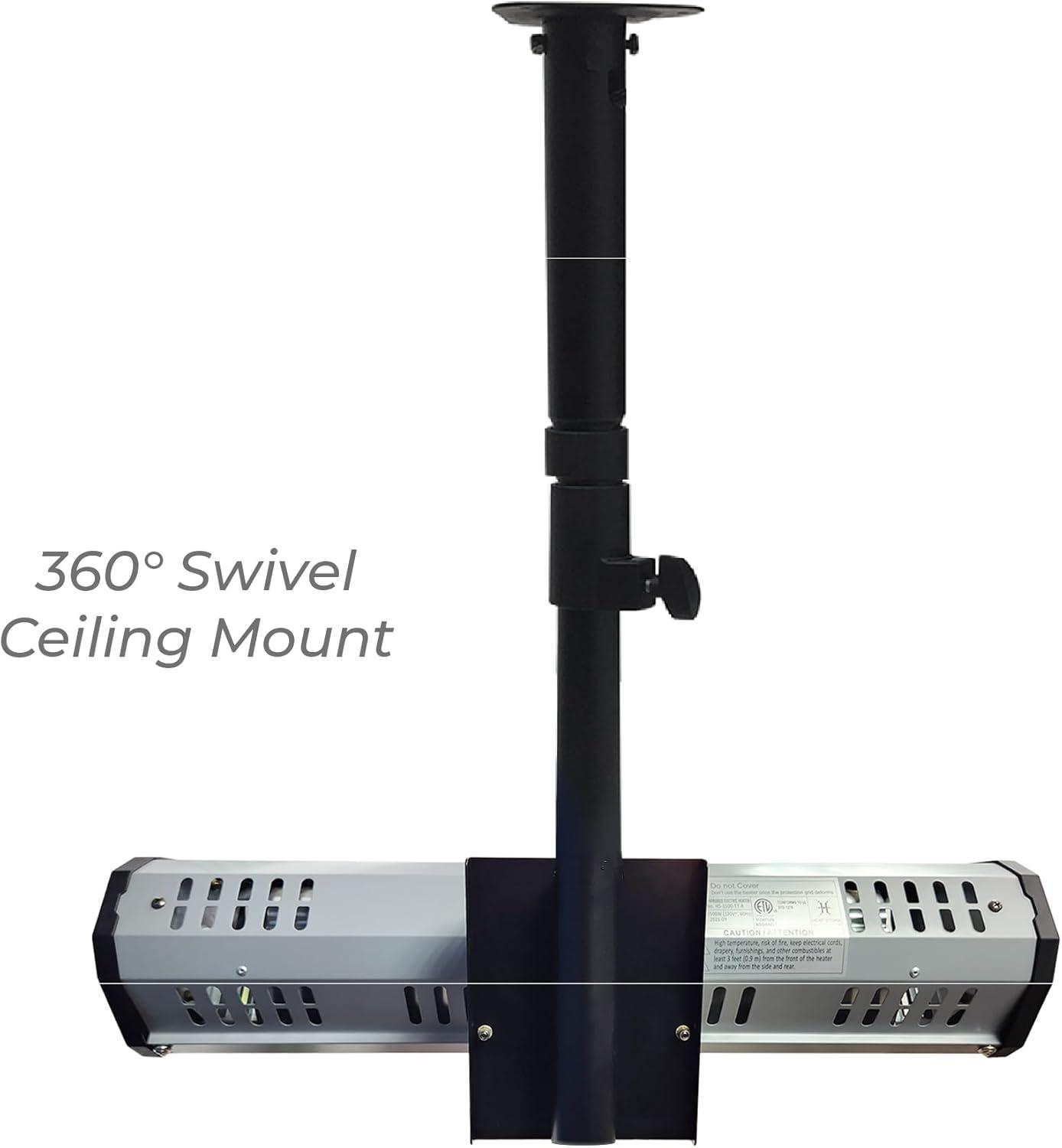 Heat Storm Tradesman 1500-Watt Electric Outdoor Infrared Quartz Portable Space Heater with Tripod, Wall and Ceiling Mount, Black