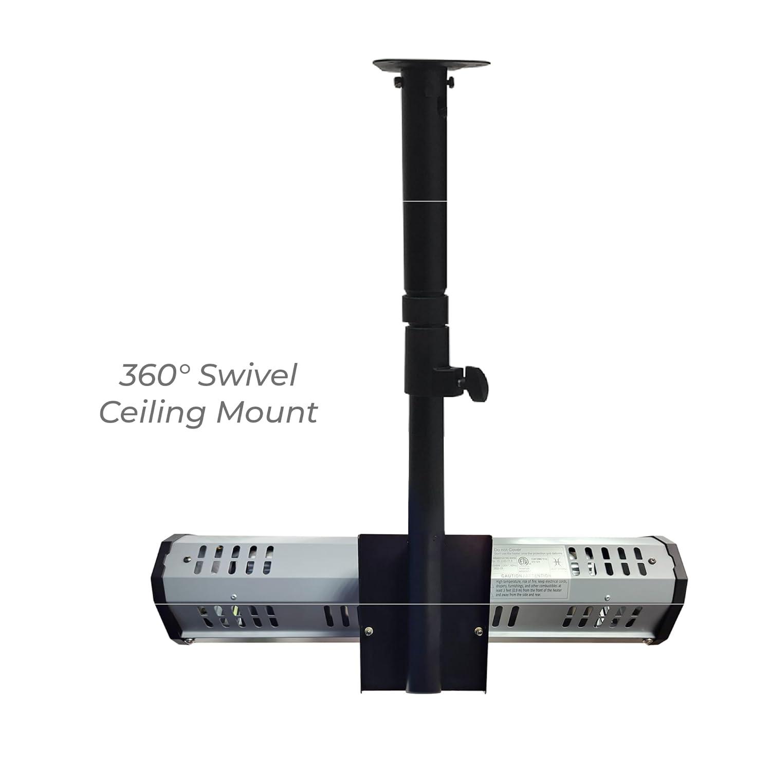 Heat Storm Tradesman 1500-Watt Electric Outdoor Infrared Quartz Portable Space Heater with Tripod, Wall and Ceiling Mount, Black