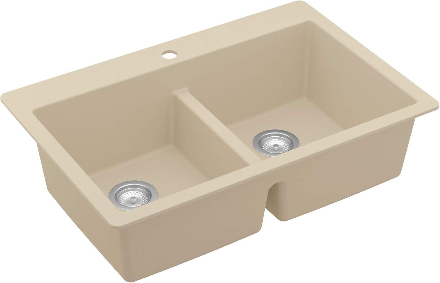 Karran Quartz 33'' X 22'' 50/50 Double Bowl Composite Drop-in Kitchen Sink