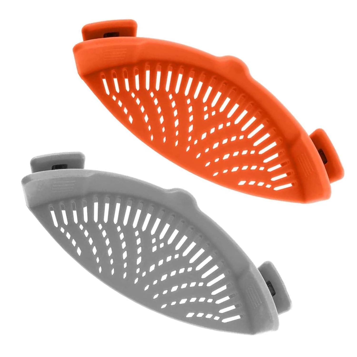 2Pack Clip On Strainer Silicone for All Pots and Pans, Dishwasher Safe,Clip on Food Strainer for Meat Vegetables Fruit Silicone Kitchen Colander