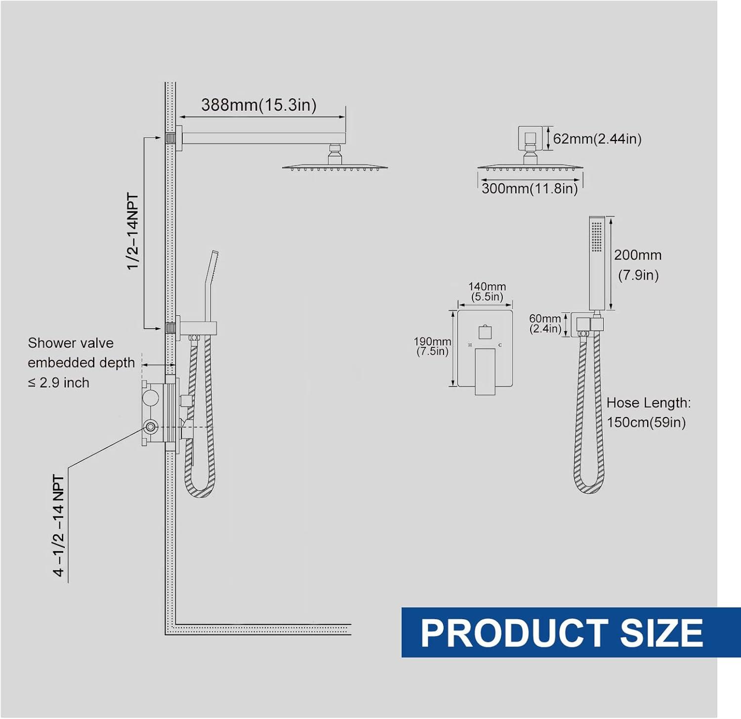 Brushed Nickel Wall Mounted Dual Rain Shower Head System