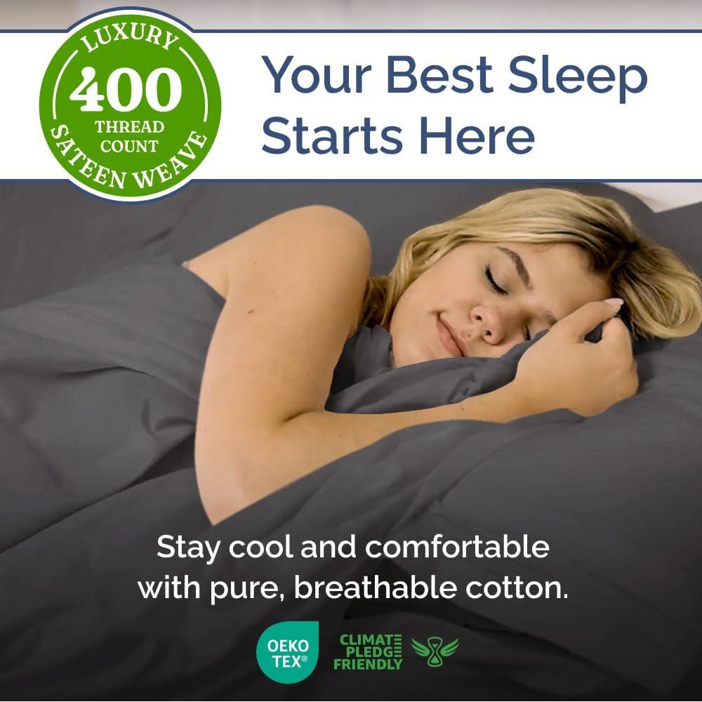 CGK Linens 4 Piece 100% Cotton 400 Thread Count Hotel Quality Bed Sheet Set