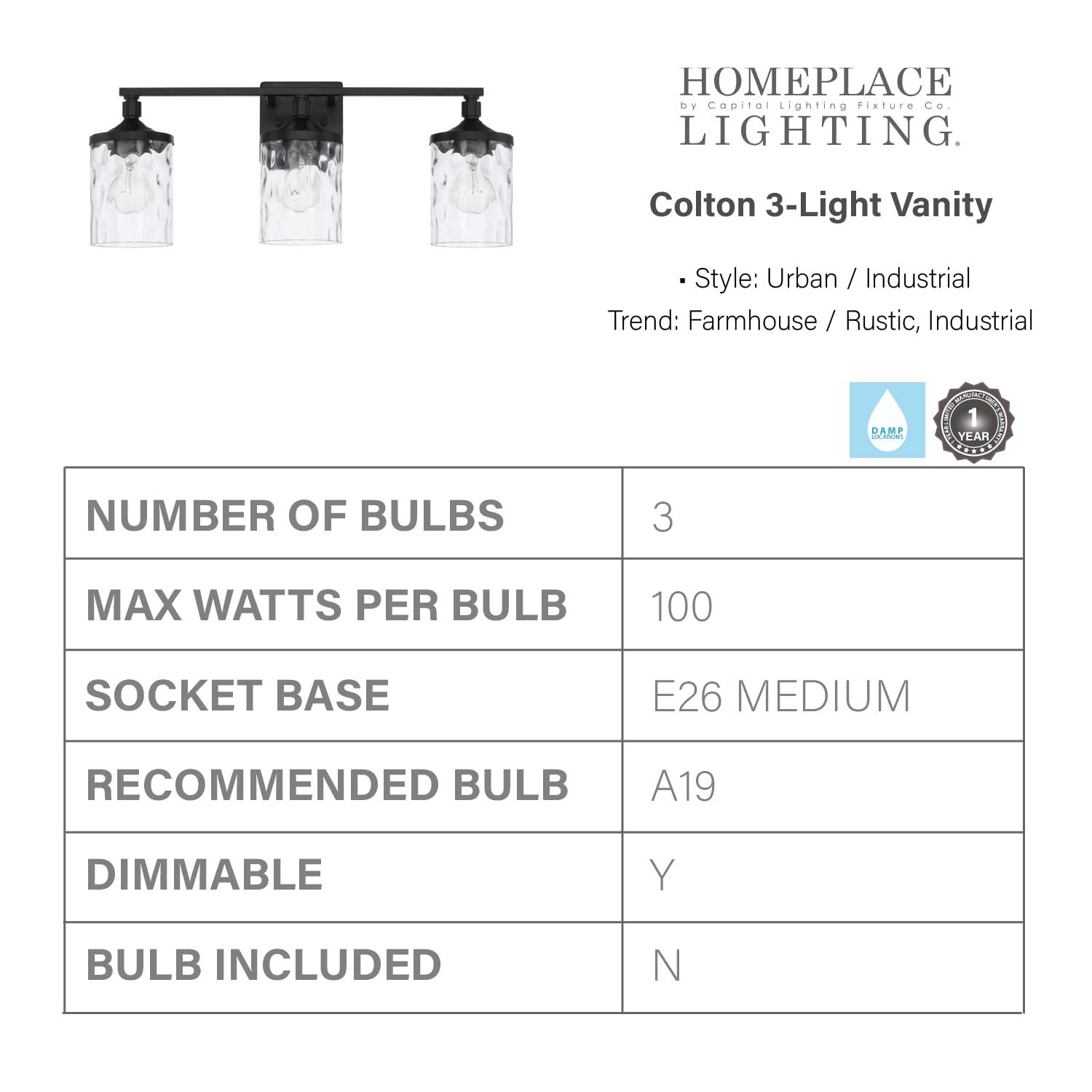 Capital Lighting 128831-451 Colton 3 Light 24" Wide Bathroom Vanity Light - Black