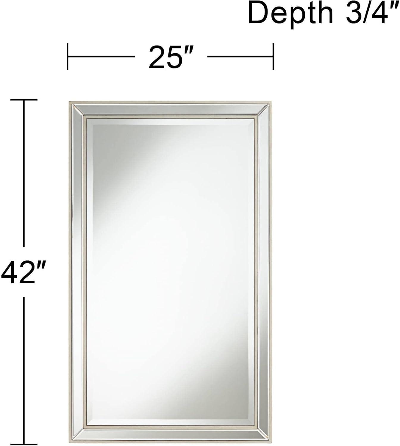 Helena Bright Silver Beveled Rectangular Wall Mirror 47"