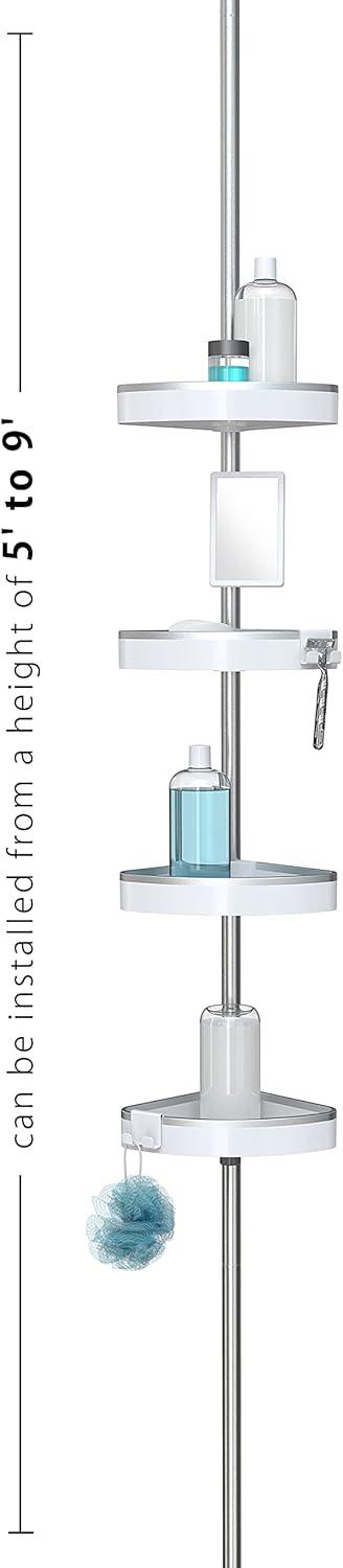 Better Living Products HiRISE 4 Tension Shower Caddy w/Mirror