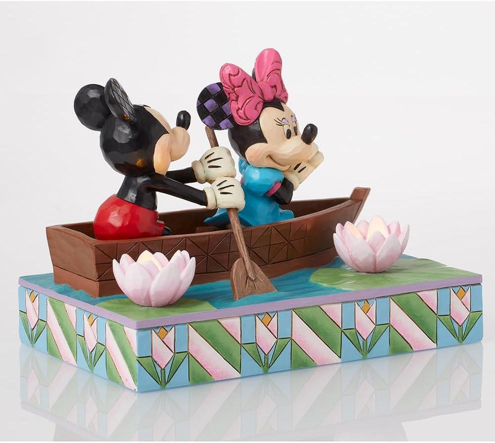 Mickey and Minnie Resin LED Rowboat Figurine, 4.5 Inch