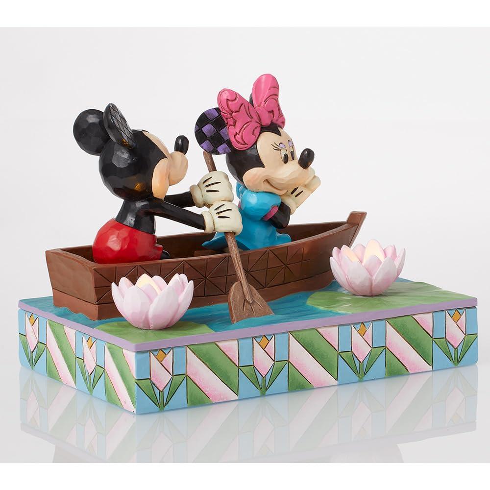 Mickey and Minnie Resin LED Rowboat Figurine, 4.5 Inch