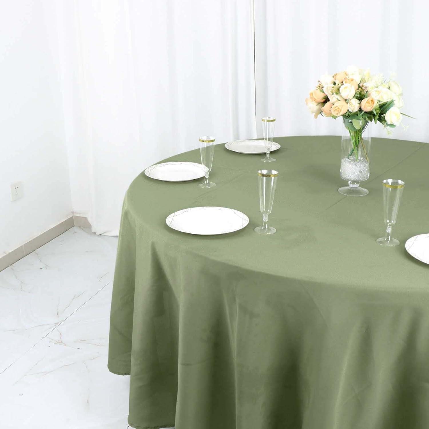 BalsaCircle 108" Round Polyester Tablecloth Wedding Table Linens Eucalyptus Green