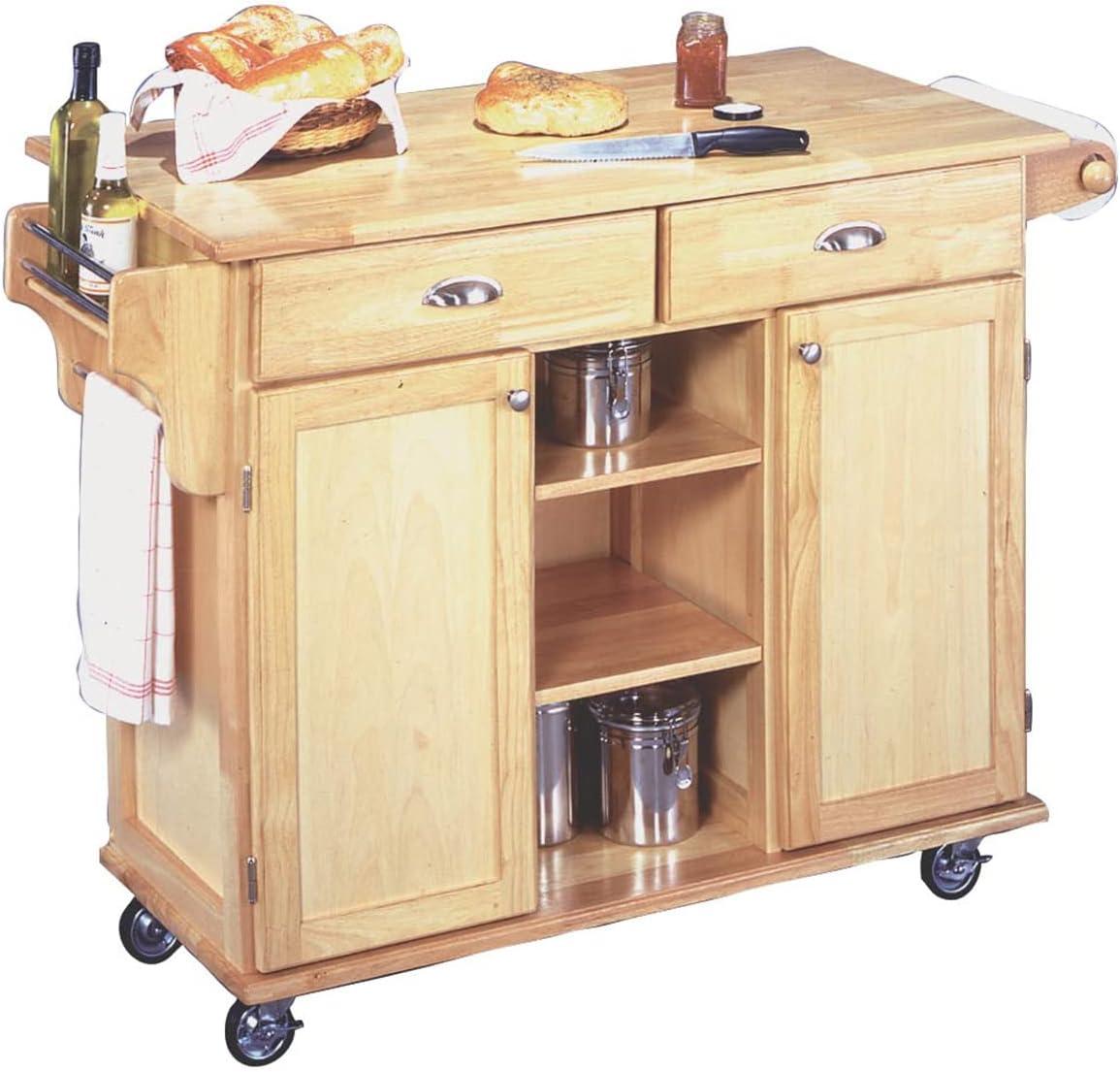 Homestyles General Line Wood Rolling Kitchen Cart in Brown