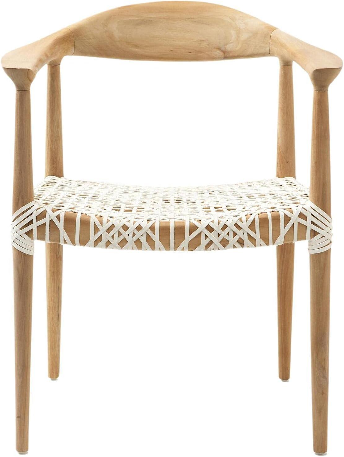 Transitional Light Oak Leather-Woven 25" Arm Chair