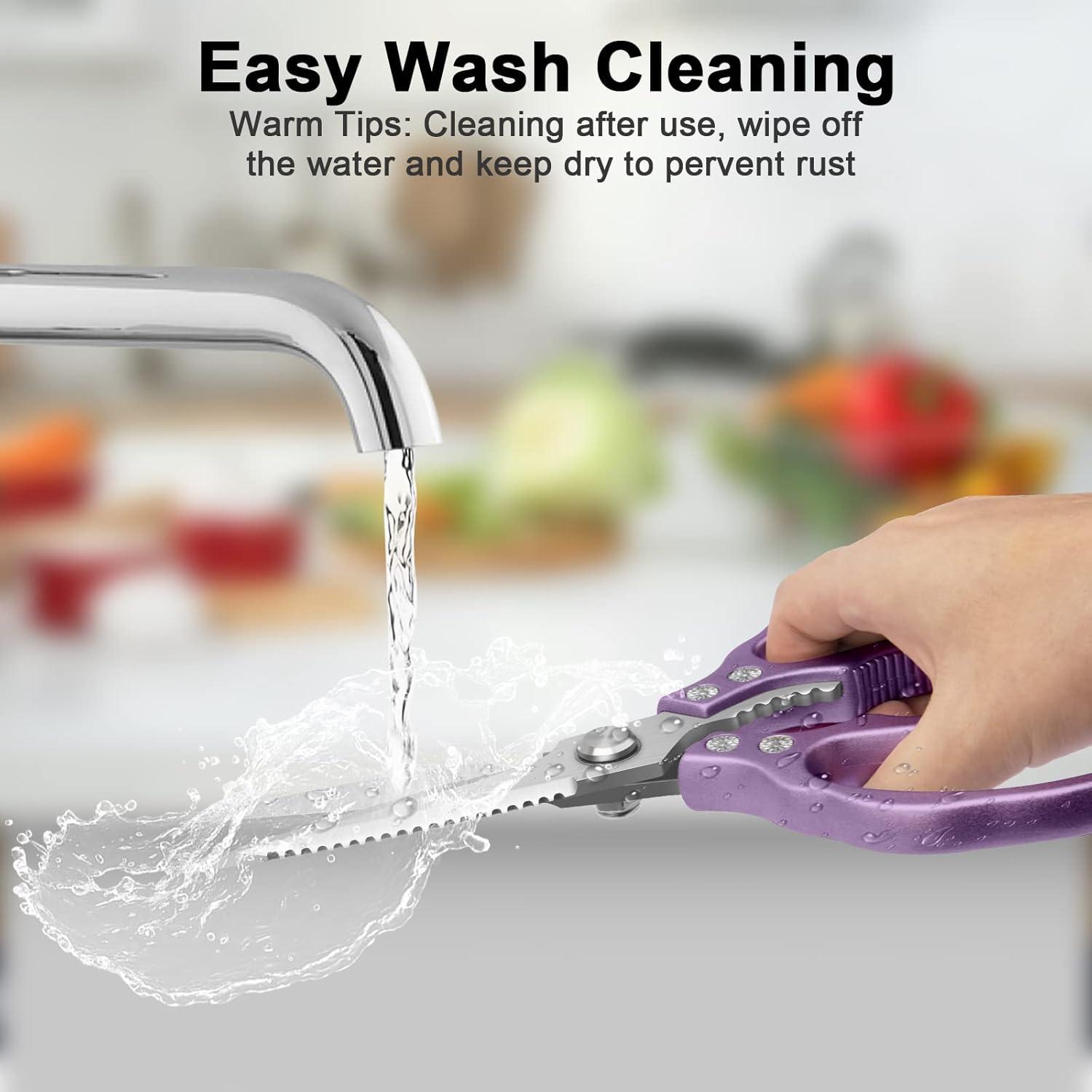 charext Kitchen Scissors, Sharp Kitchen Shears Dishwasher Safe Heavy Duty,Purple Kitchen Accessories Cooking Shears for Kitchen Meat Chicken Fish Poultry Herb Bread (Purple)