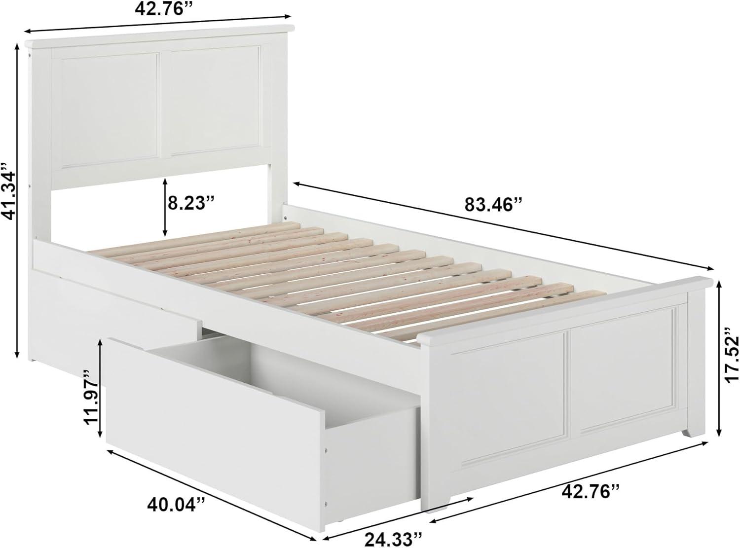 Madison White Twin XL Platform Bed with Matching Foot Board with 2-Urban Bed Drawers