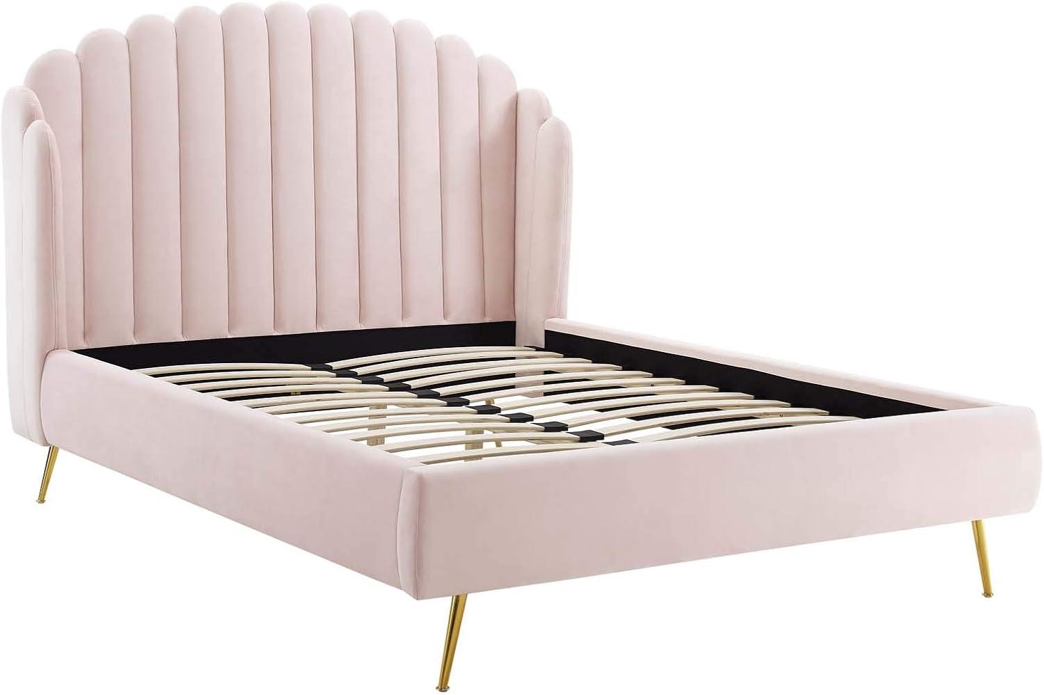 Lana Queen Performance Velvet Wingback Platform Bed by Modway