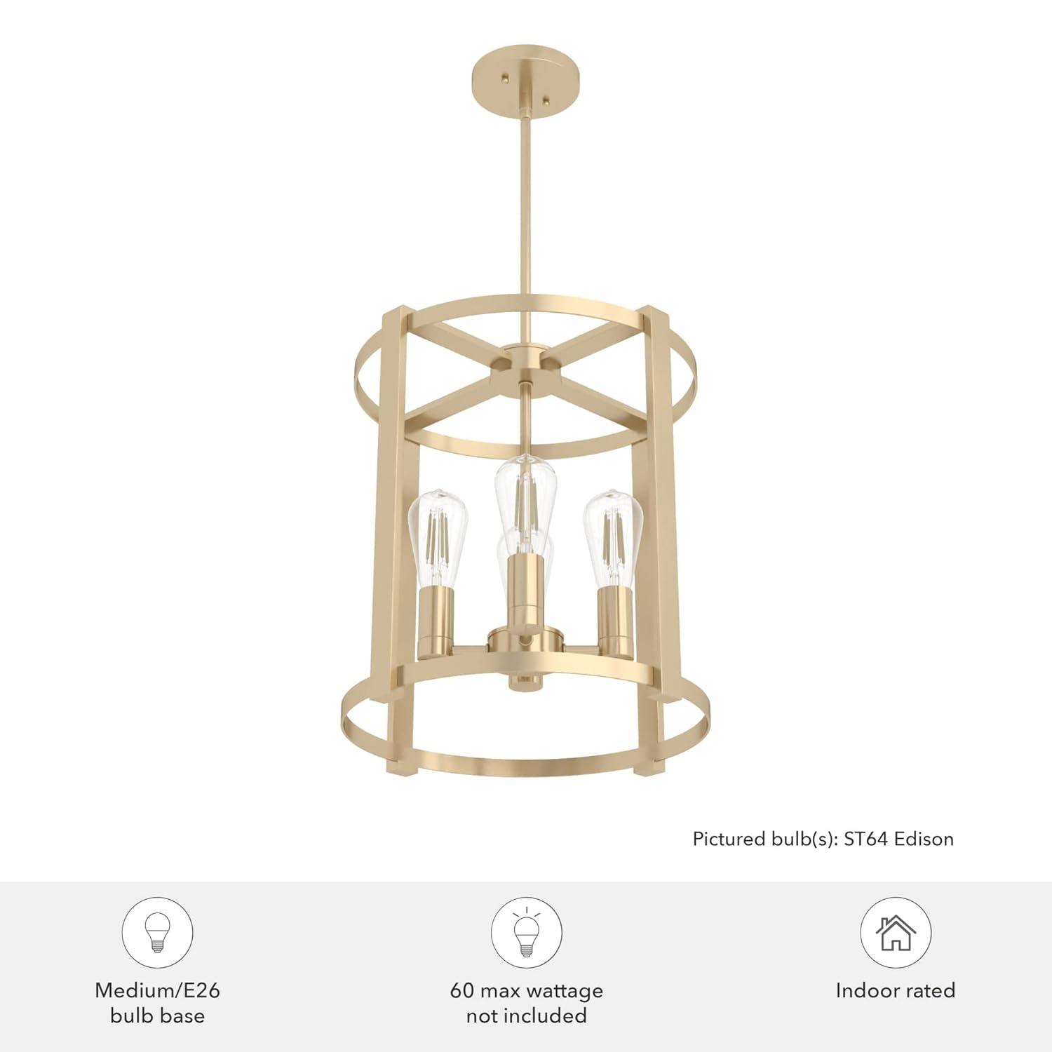 19959-Hunter Fans-Astwood 4-Light Lantern Chandelier in Caged Style-16 Inches Wide by 25.5 Inches High-Alturas Gold Finish