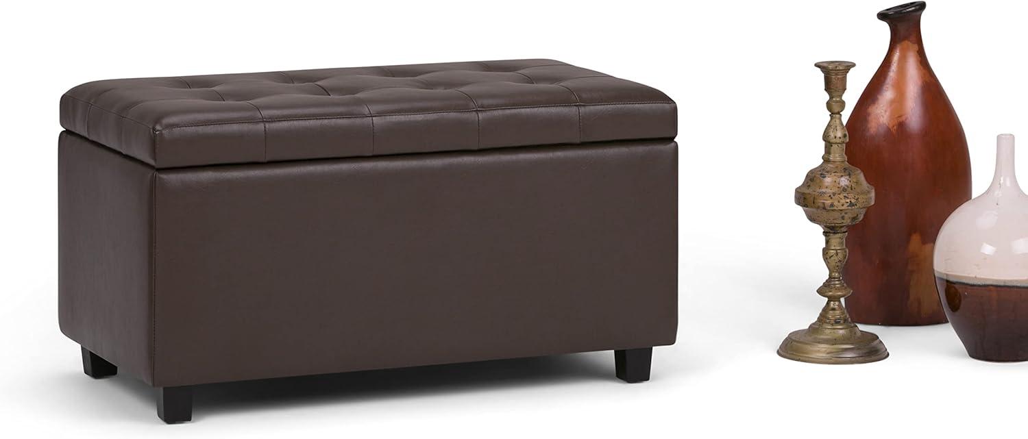 Cosmopolitan Chocolate Brown Tufted Faux Leather Storage Ottoman