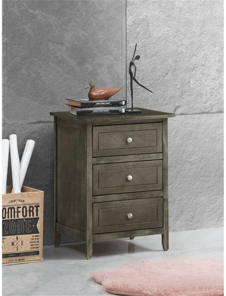 Glory Furniture Daniel 3 Drawer Nightstand in Gray