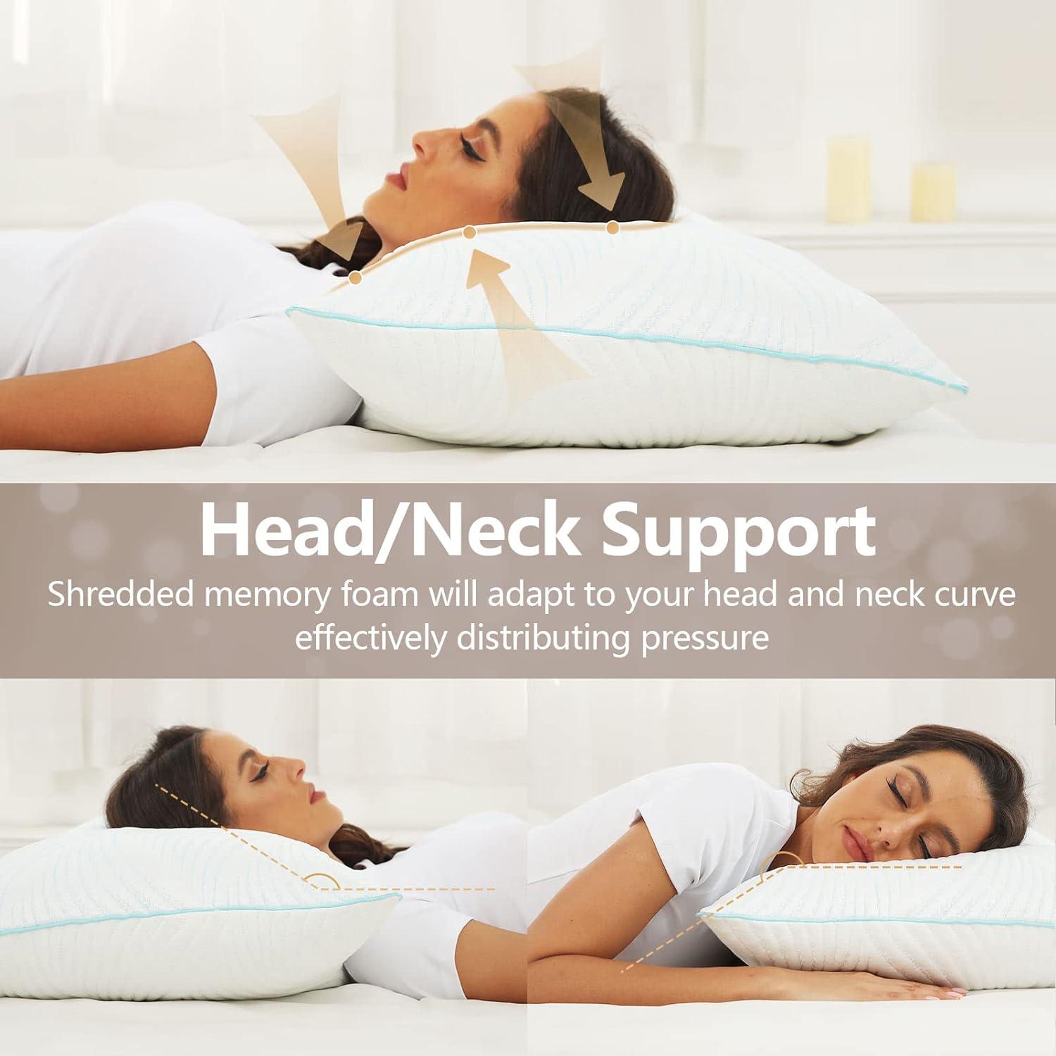 King Size Cooling Memory Foam Firm Sleeping Pillows Set