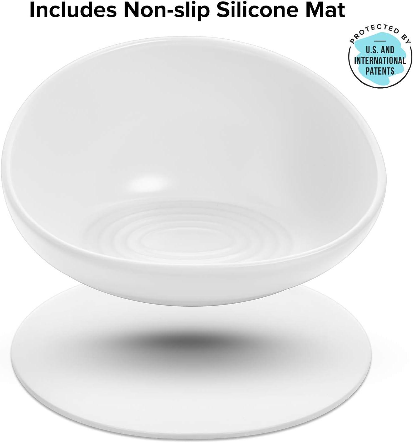 CatGuru Ceramic Cat Food Bowl, High-Low, White