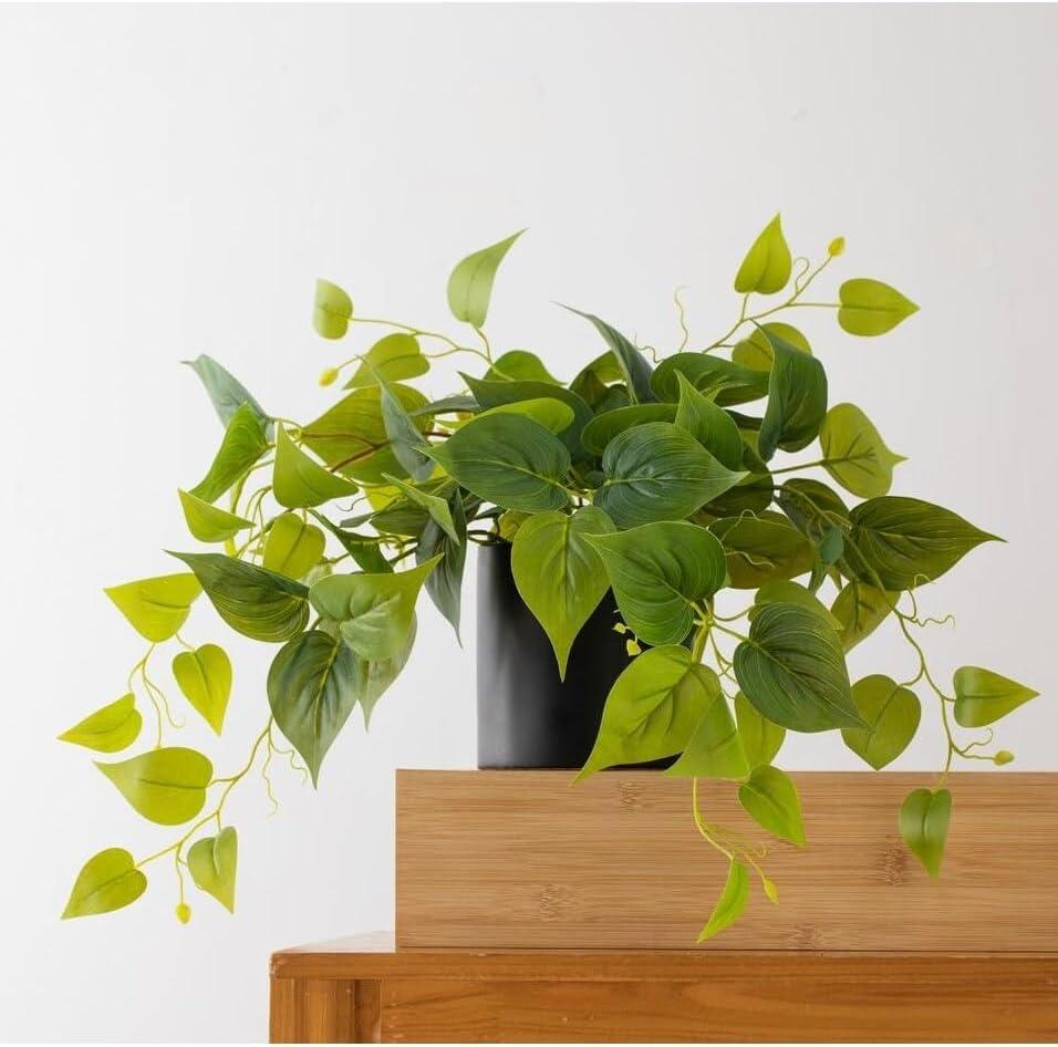 Forever Leaf Artificial Ivy Foliage Plant in Black Ceramic Pot, Indoor Artificial Plant for Home Decor