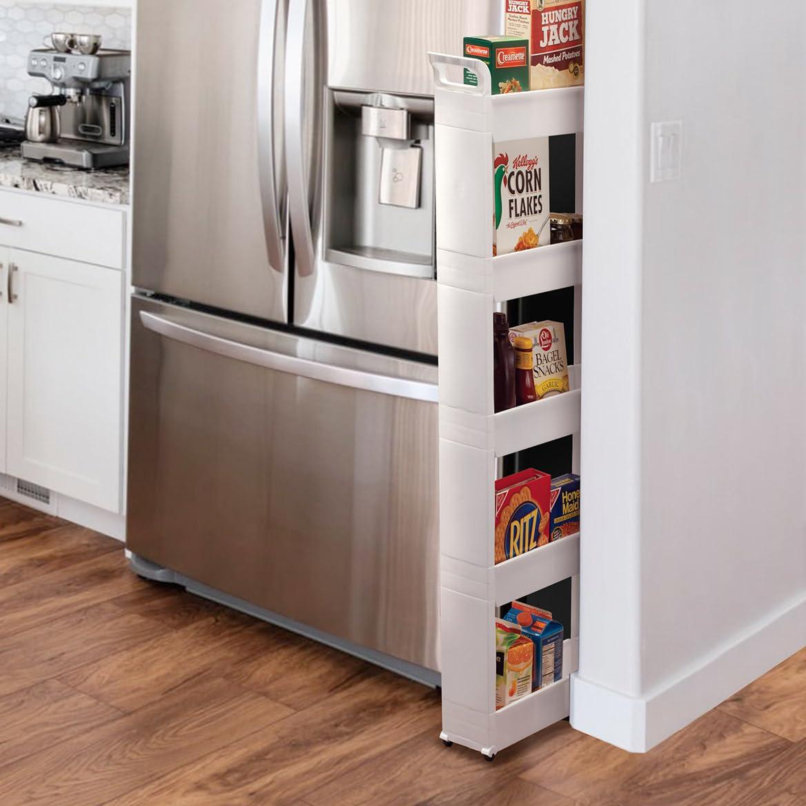 White 5-Tier Slim Rolling Storage Cart