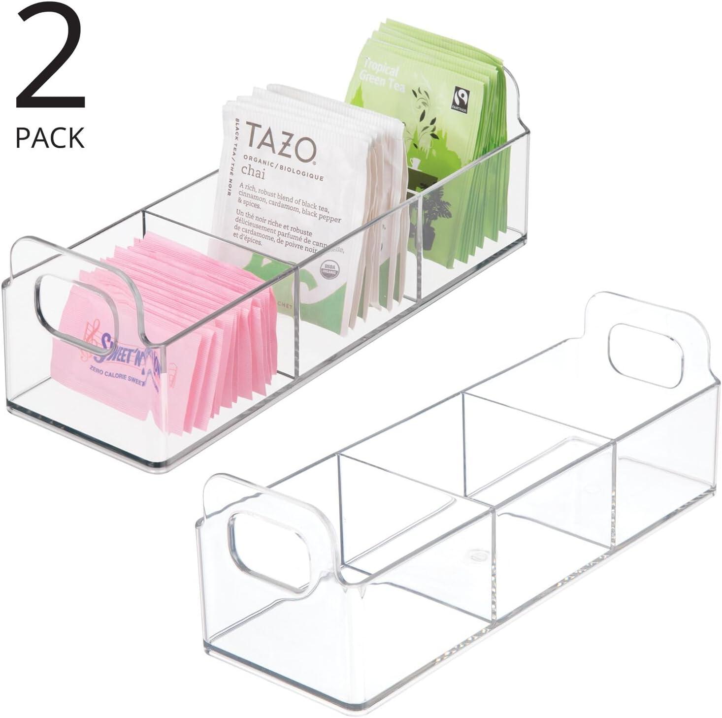 Clear Plastic Rectangular Storage Baskets with Handles, 2-Piece Set