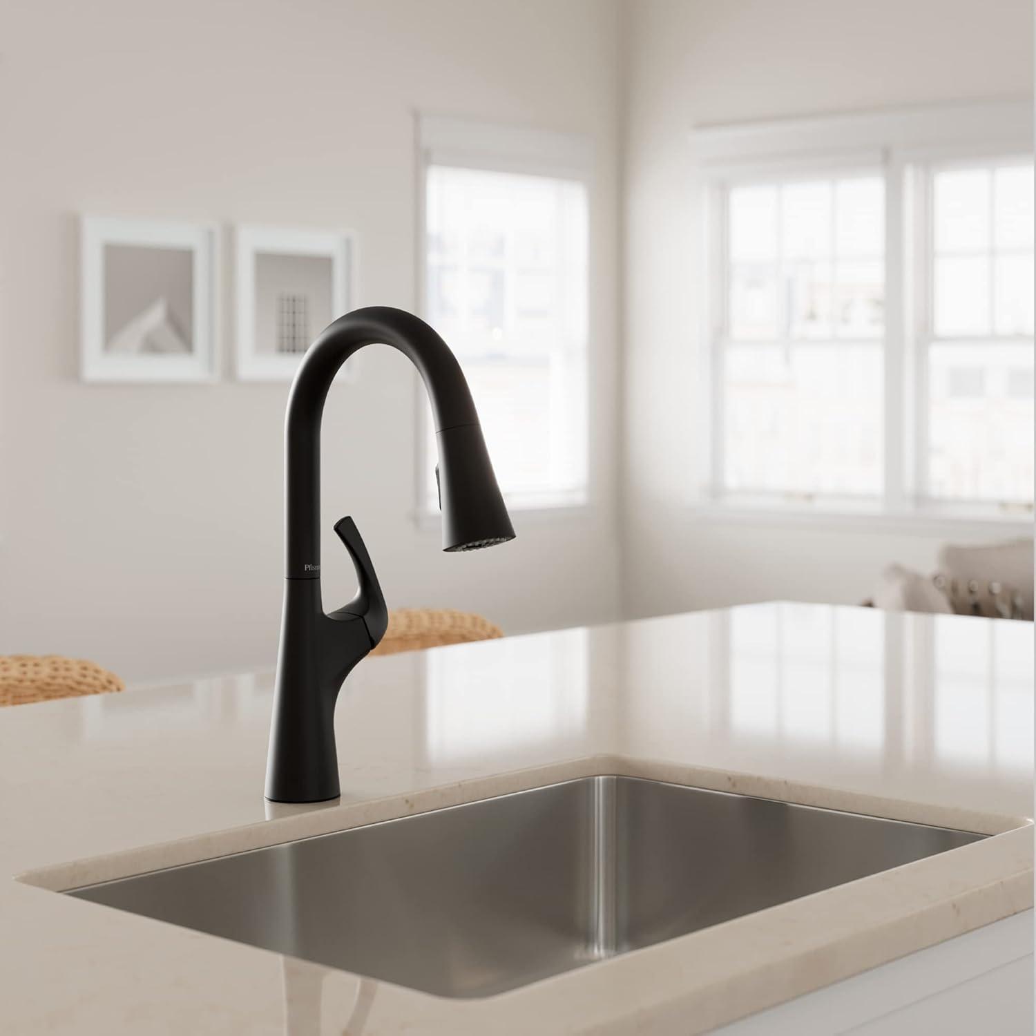 Talega Matte Black Pull-Down Kitchen Faucet with Spray