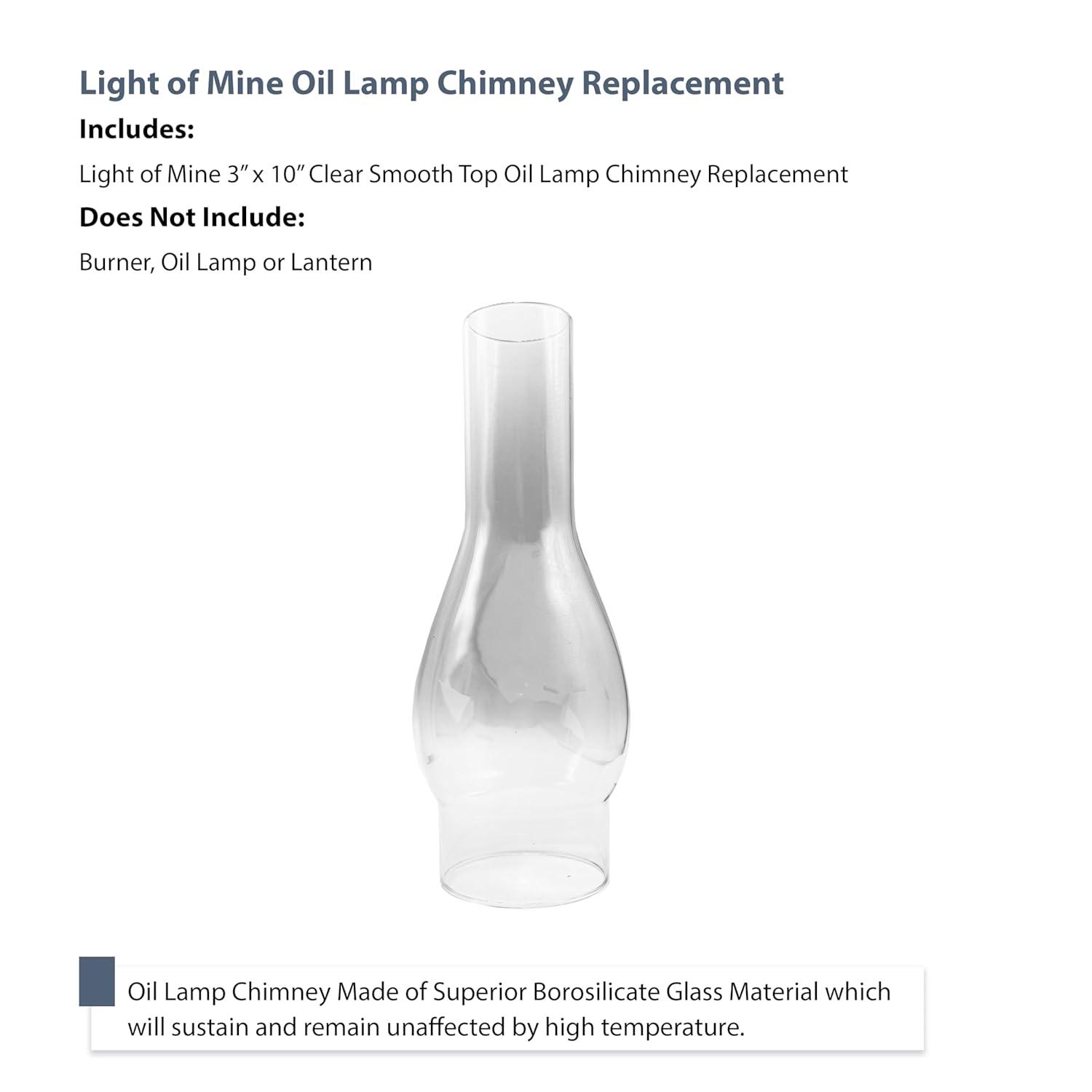 Light of Mine Oil Lamp Replacement Chimneys (3" x 10" Regular)