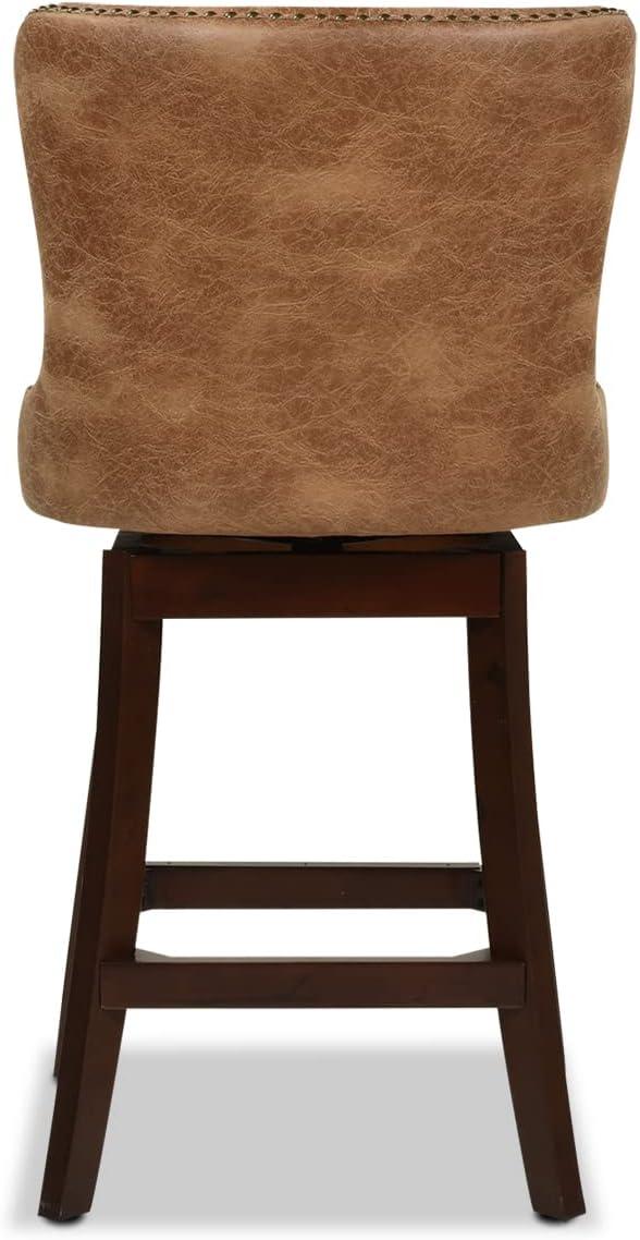 Holmes Tufted High-Back 360 Swivel Counter-Height Barstool Tan Brown
