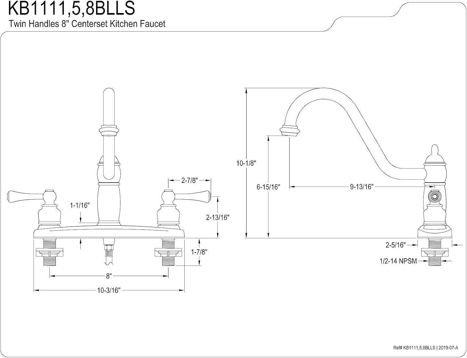 Kingston Brass Heritage Two-Handle 8" Centerset Kitchen Faucet