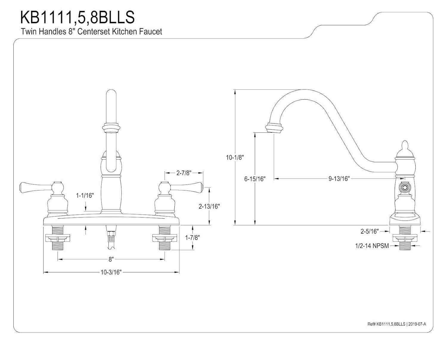 Kingston Brass Heritage Two-Handle 8" Centerset Kitchen Faucet