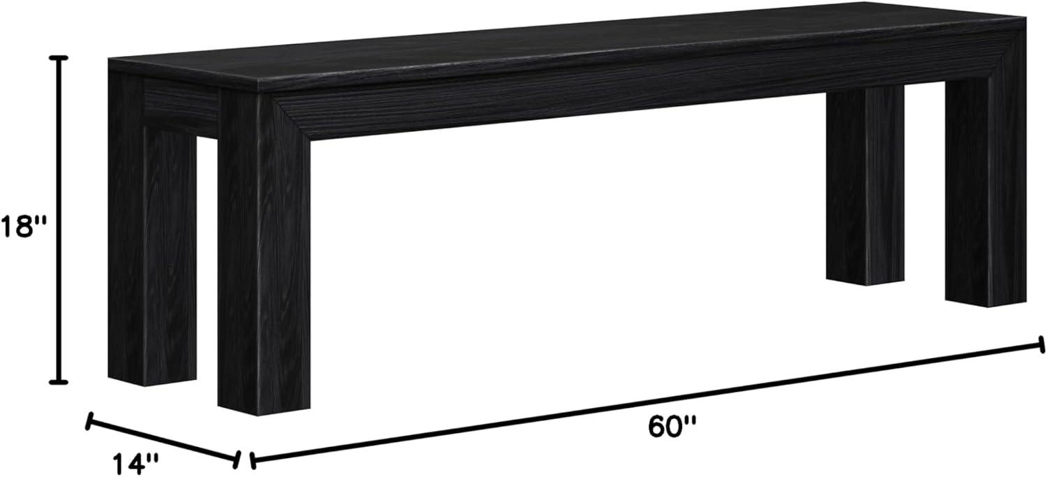 Plank+Beam 60" Modern Wood Dining Bench, Solid Wood Bench for Dining Table