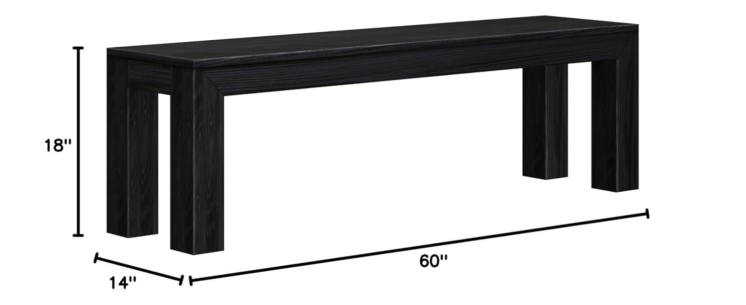 Plank+Beam 60" Modern Wood Dining Bench, Solid Wood Bench for Dining Table