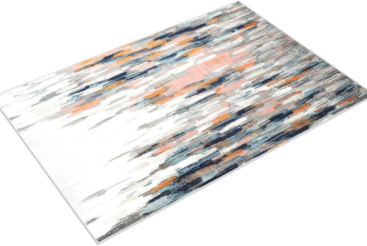 Abani Porto Contemporary Abstract Area Rug Orange 4' x 6' N/A 4' x 6'