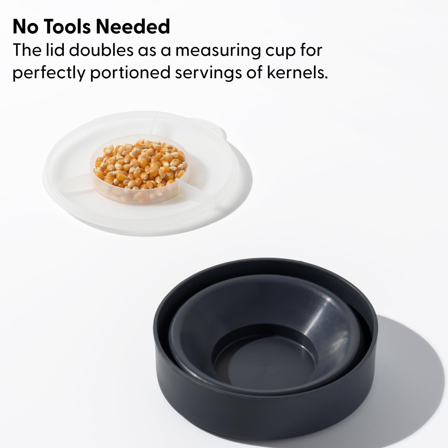 W&P Microwave Silicone Personal Popcorn Popper Maker | Charcoal | Collapsible Bowl w/Built In Measuring Cup, BPA Free, Eco-Friendly, Waste Free, 4 Cups of Popped Popcorn
