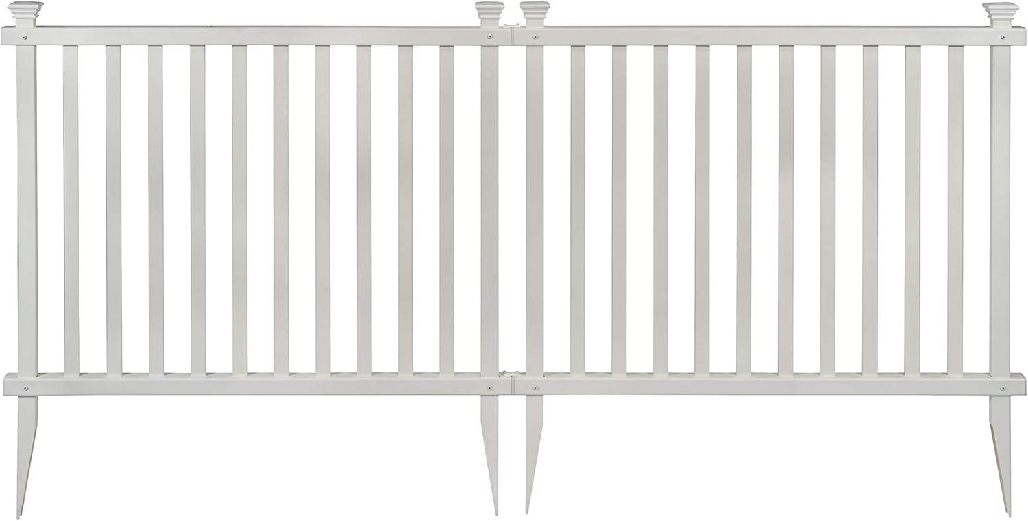 3ft H x 3.5ft W (2 Panels) No Dig Zippity Baskenridge Fence Panel Kit, Vinyl Fence Panel, White Vinyl Fence for Yard, Temporary Fence for Backyard, White Picket Fence Garden Border, DIY Fence ZP19037