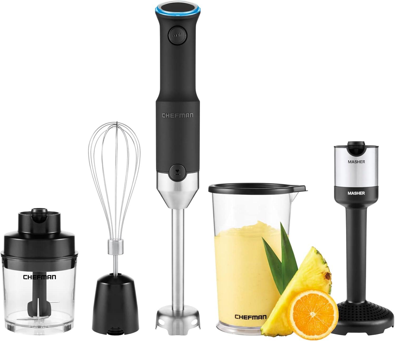 Cordless Black Stainless Steel Variable Speed Immersion Blender Set