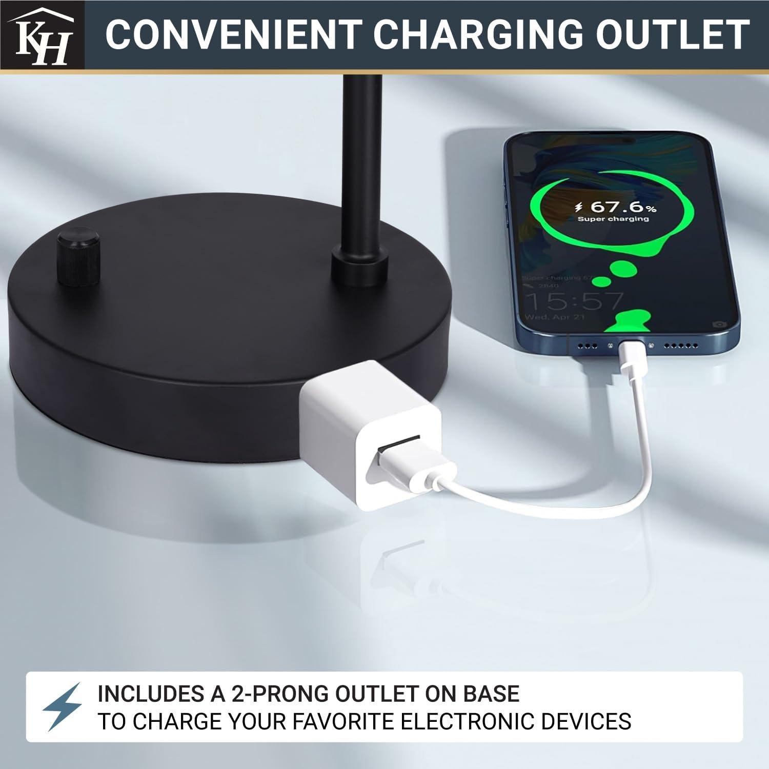 Kenroy Home Prismatic Glass Downbridge Black Desk and Task Lamp with Adjustable Arm and Energy-Efficient Lighting for Home Offices, Workspaces, and Study Areas