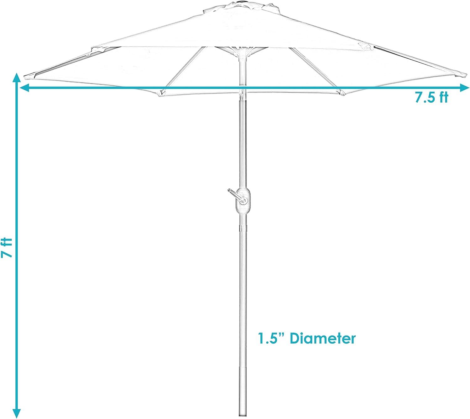 Sunnydaze Outdoor Aluminum Patio Table Umbrella with Polyester Canopy and Tilt and Crank Shade Control - 7.5' - Burnt Orange