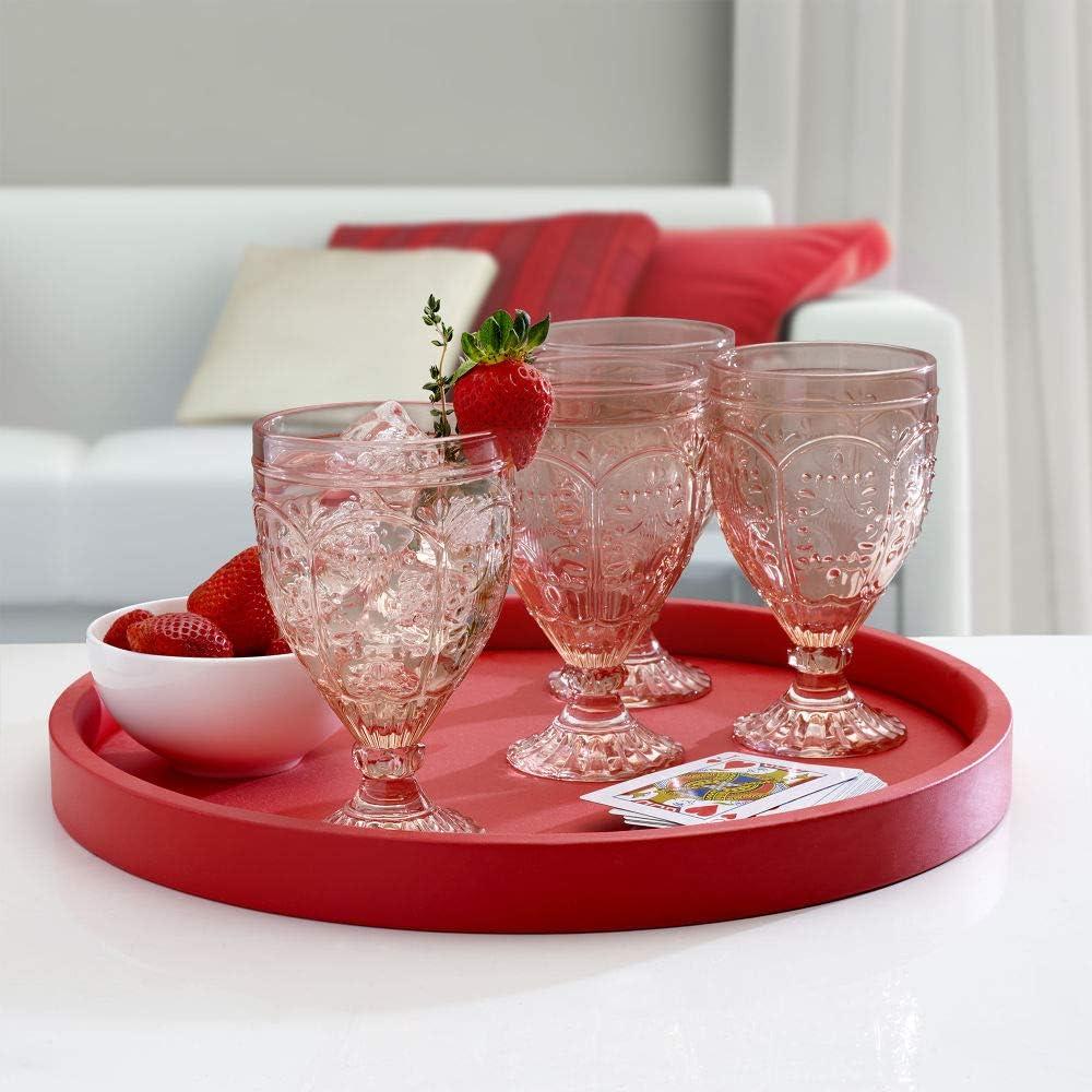 Blush Embossed Glass Goblet Set of Four