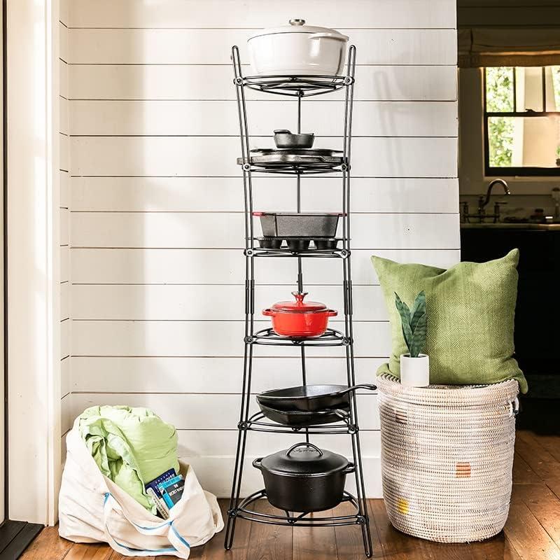 Matte Black 6-Tier Metal Cookware Storage Tower