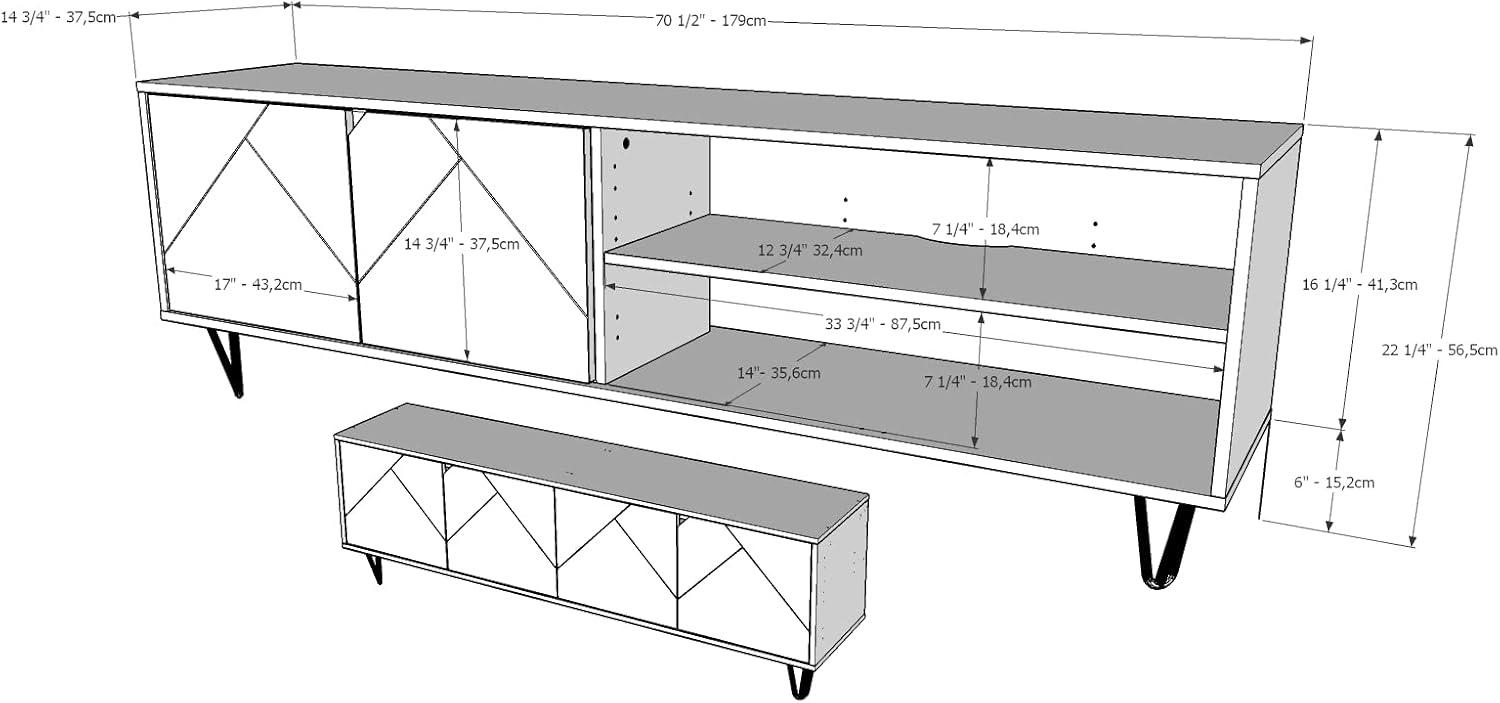 Homestock Earthy Elegance 119706 Slim TV Stand, 72-inch, Black